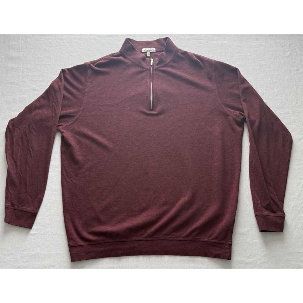 Peter Millar Quarter Zip Pullover Sweater Mens XL Burgundy Lightweight Golf